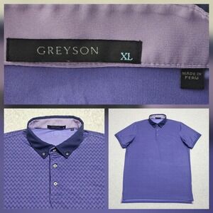 Greyson Polo Shirt Mens XL Mosquito Print  Performance Golf Athletic EUC